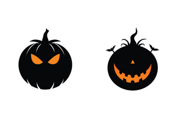 Haunted Pumpkin Silhouette Illustration Spooky Scary Decoration Design