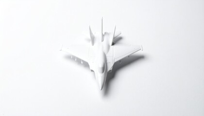 Monochrome Origami Airplane on White Background, Minimalist Paper Craft.