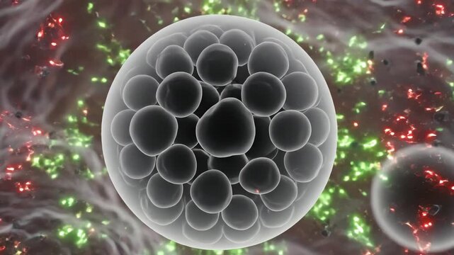 Ovulation disruption. Multiple small ovarian follicles develop but fail to reach full maturation, remaining as dim, unruptured structures. LH and FSH pulses appear uncoordinated