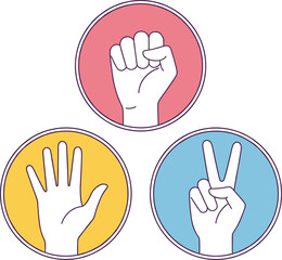 Obraz premium Rock Paper Scissors Hand Gesture Icons for Games and DecisionsRock Paper Scissors Hand Gesture Icons for Games and DecisionsRock Paper Scissors Hand Gesture Icons for Games and DecisionsRock Paper Sci
