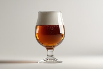 Refreshing glass of beer with frothy head displayed on a clean white background, capturing the essence of a relaxing moment perfect for enjoyment and social gatherings