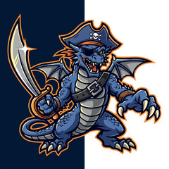 Obraz premium Pirate Drake Esport Mascot Logo Vector