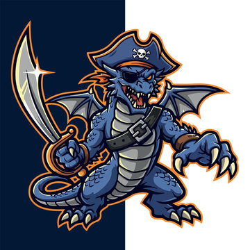 Pirate Drake Esport Mascot Logo Vector