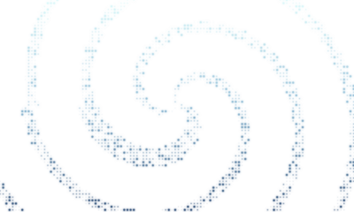 Abstract Halftone Dot Swirl Glowing Blue Digital Design Element