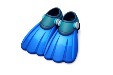 Cartoon diving fins illustration for summer swim adventures and water sports design