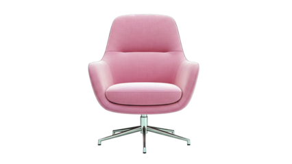 Pink Swivel Armchair with Metal Base
