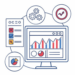 Digital Marketing SEO Vector Illustration &ndash; Online Growth and Analytics Concept