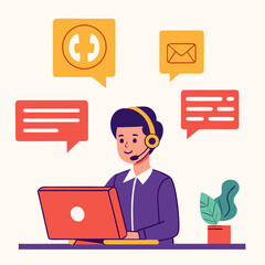 Customer Support Vector Illustration &ndash; Online Helpdesk and Service Concept