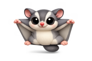 Cute gliding sugar glider illustration with simple design for children's projects