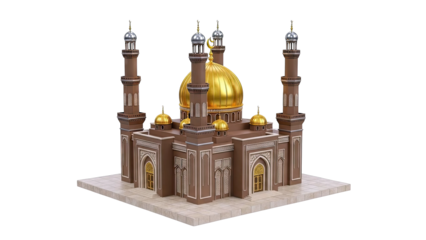 Elegant Mosque with Golden Domes and Minarets