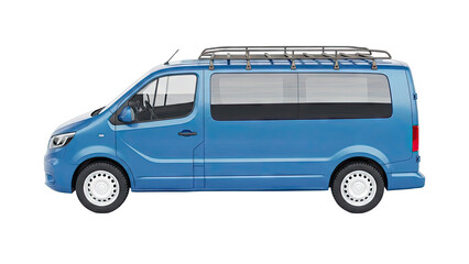 Blue Passenger Van with Roof Rack