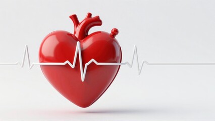 Anatomical heart with ECG waveform