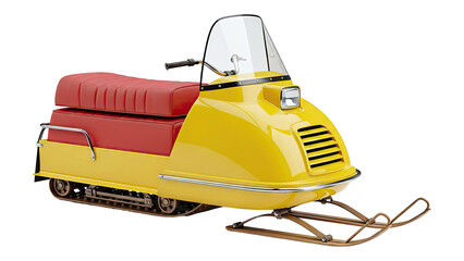 Fototapeta premium Retro Yellow and Red Snowmobile