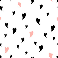 Minimal hearts seamless pattern, Valentines day, Valentine hearts background, Romantic repeat backdrop, Vector illustration.