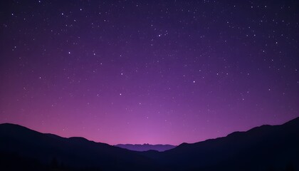 Purple starry night sky background with glowing stars creating a dreamy celestial atmosphere