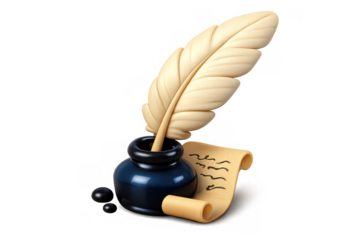 Quill and inkwell icon for writing and calligraphy design
