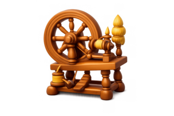 Rumpelstiltskin's spinning wheel illustration for fairy tale themes and design