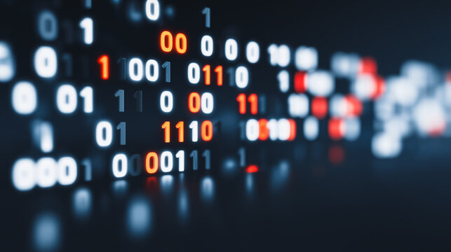 Binary Code Data Flow Background Concept 3D Rendering - Powered by Adobe