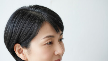 白髪が目立つ女性の頭髪 シルバーヘア