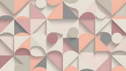 Abstract geometric pattern with 3d folded paper effect in pastel colors