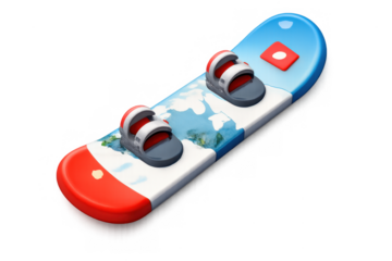 Swiss snowboard icon design with bold colors and modern composition for winter sports enthusiasts