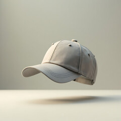Baseball cap placed on matte stone surface, subtle highlights, calm modern mood, refined color contrast, minimal props, spacious copy space, high-end stock background