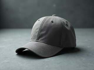 Single baseball cap centered on light concrete background, minimal modern styling, refined shadows, subtle depth, balanced negative space