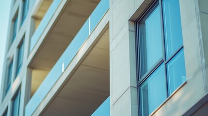 Building with balconies and large windows in a modern city setting during the day