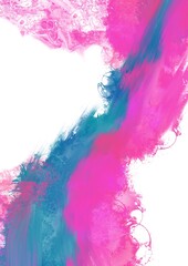Vibrant Pink Blue Abstract Paint Flow