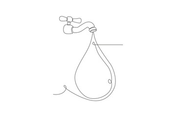 World water day concept one-line drawing
