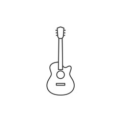 Naklejka premium Acoustic guitar outline icon, symbol of music and sound, isolated on white background.