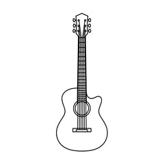 Obraz premium Acoustic Guitar Outline Icon, Vector Illustration