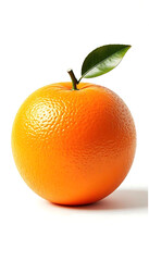 Vibrant orange with green leaf on white background