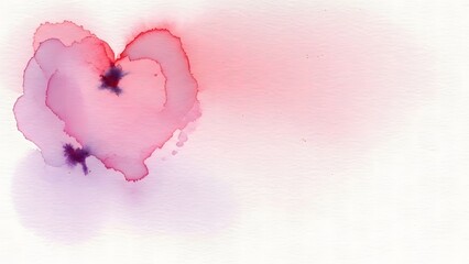 A gentle and soft pink watercolor heart with abstract bleeding edges on a textured white paper background.
