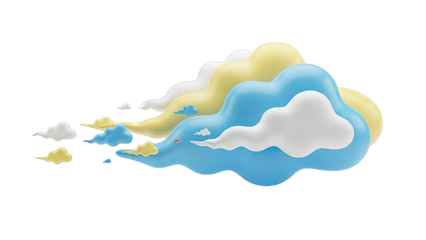 Stylized Clouds in Pastel Colors on White Background