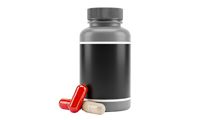 Supplements Bottle with Capsules