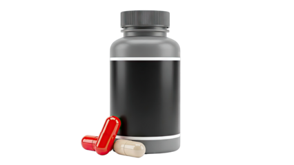 Supplements Bottle with Capsules