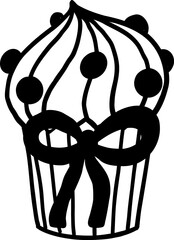 Cute whimsical cake features creamy swirls and festive bow, capturing the fun of a birthday celebration. Ideal for children&rsquo;s parties, dessert menus, or cheerful social media graphics