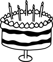 Doodle wedding cake. Joyful doodle of a wedding cake with baroque inspired details, capturing love and celebration. Vector element for digital art, bakery packaging, or festive background patterns