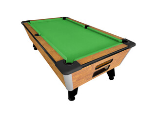 Corner view empty billiard table isolated on white background
