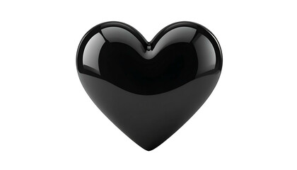 Shiny, black, 3D heart floating on a black background, with reflections