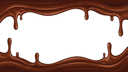3d realistic vector illustration. Dark and white liquid chocolate melting on a piece of wafer.
