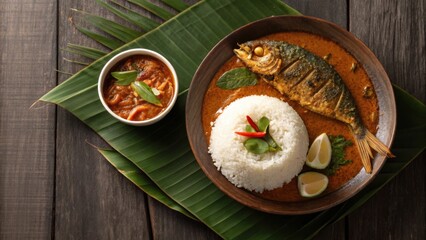 Nasi dagang, traditional Terengganu breakfast rice with fish curry