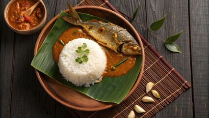 Nasi dagang, traditional Terengganu breakfast rice with fish curry