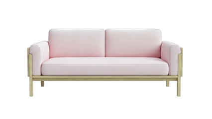 Pink Two-Seater Sofa with Wooden Frame