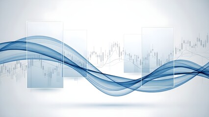 Modern fintech abstract background, smooth blue data wave band across the frame