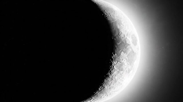 Crescent moon illuminated against a dark sky celestial body abstract