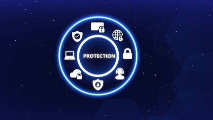 Advanced Cyber Security Protection Shield and Global Data Privacy Network Animation - Powered by Adobe