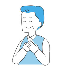 ホッとするシニア男性のイラスト　ベクター