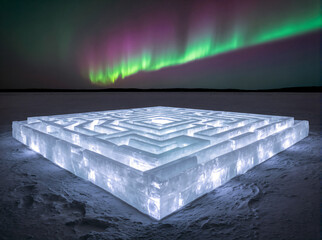 aurora visible at the end of the maze